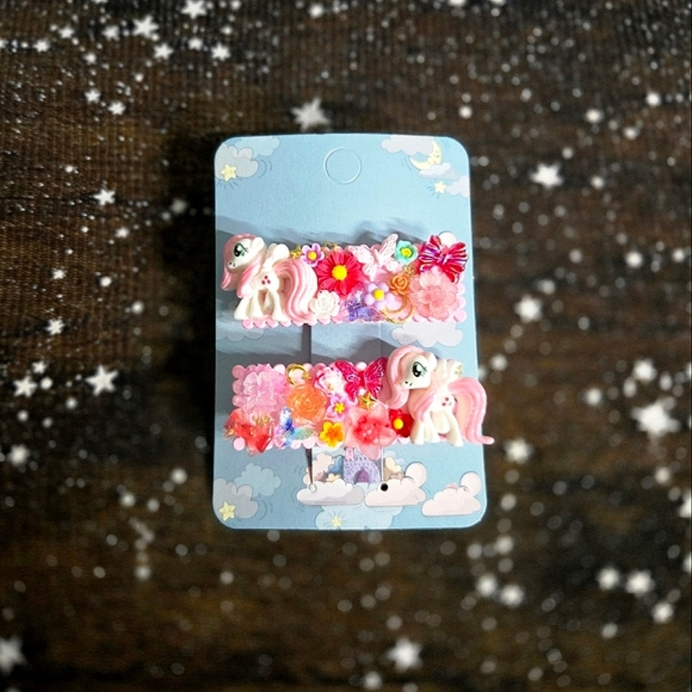 Custom My Little Pony Pink 2 Piece Hair Clip Set